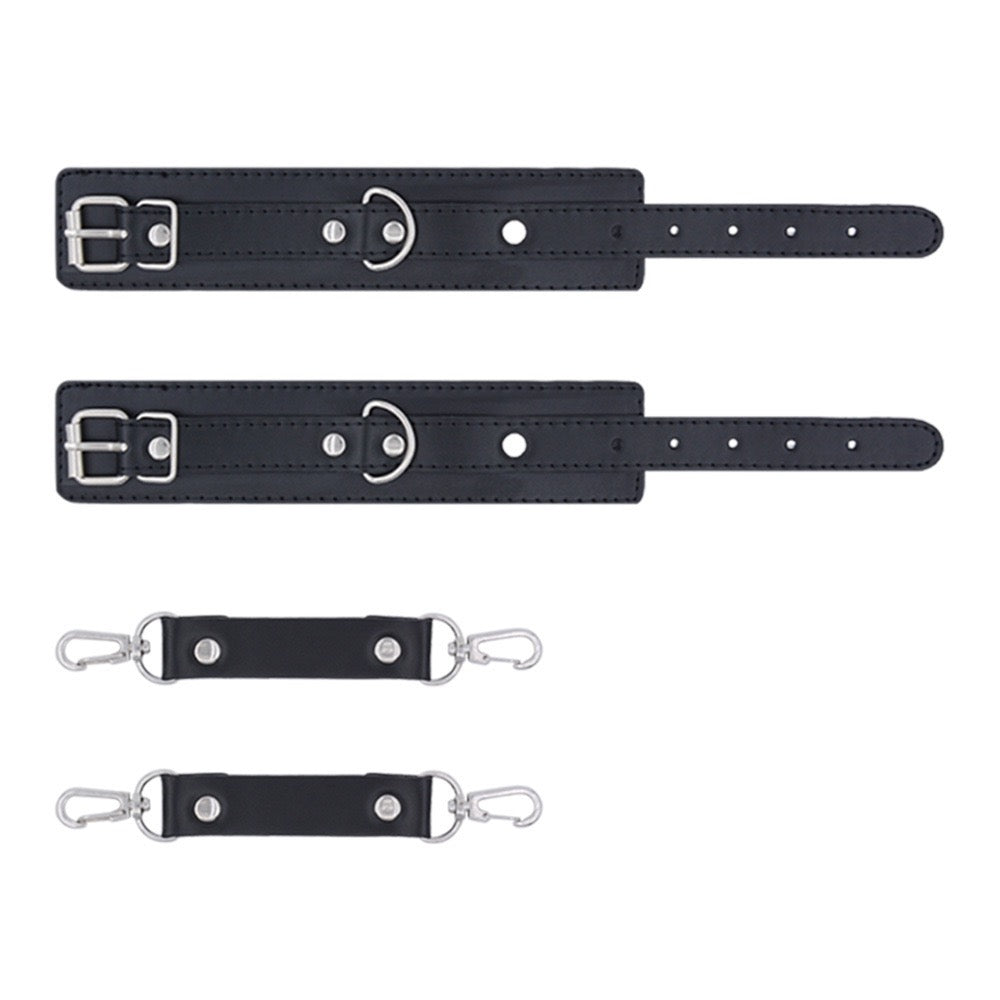 Black Faux Leather Bondage Hip Harness with Handcuffs – Adjustable Women’s Lingerie Accessory