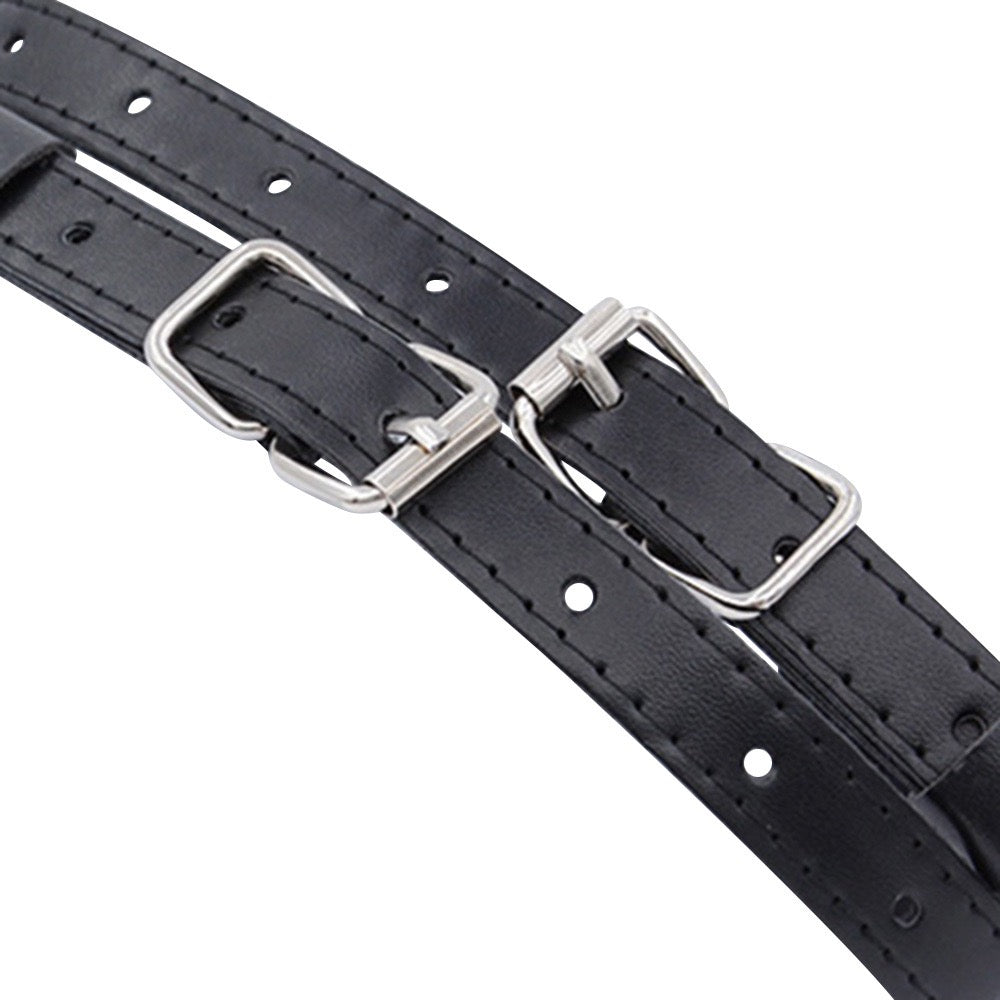 Black Faux Leather Bondage Hip Harness with Handcuffs – Adjustable Women’s Lingerie Accessory